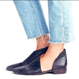 Free People Leather Royale Flat Black - Size EU 38.5 or US 8.5